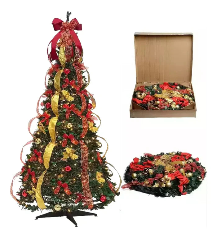 Árvore de Natal Retrátil 2m - Prática, Elegante e Perfeita para Seu Natal!